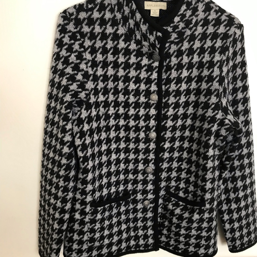 Wool Sweater Black Gray Button Small Button Up Cardigan Appleseed’s Pockets